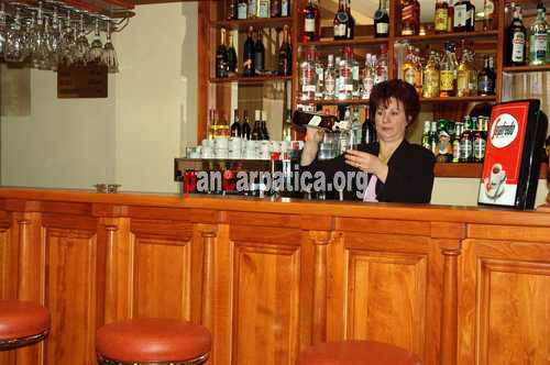 Imagine bar in interiorul Hotelului Sandru din Campulung Molodvenesc cu bauturi alcoolice si vinuri specifice din zona Moldovei