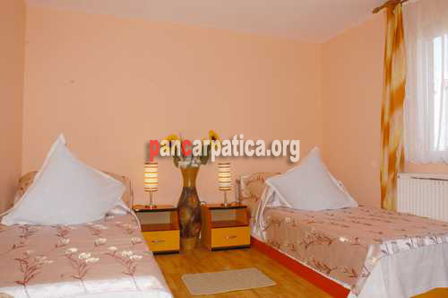 Imagine camera spatioasa cu 2 paturi simple confrotabile din pensiunea Luceafarul-Pojorata