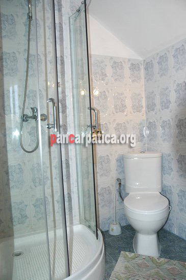 Imagine a baii cu dus in pensiunea Monica din Vatra Dornei