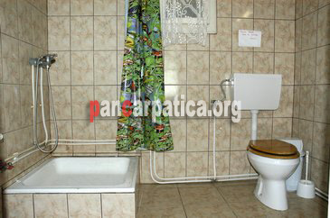 Imagine a baii cu dus in pensiunea Casa Gheorghita din Manastirea Humorului